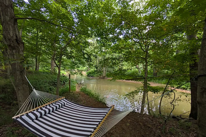 Ohio stop photo with a hammock beside a creek